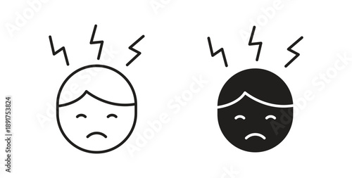 Headache icon icon vector Illustration and outline Icons. vector silhouette.