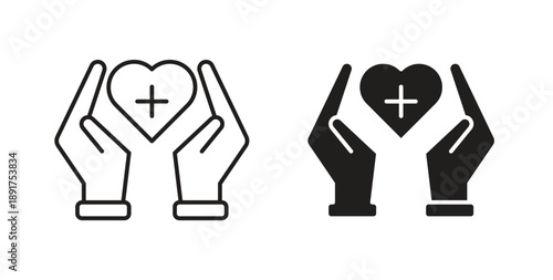 Health insurance icon vector Illustration and outline Icons. vector silhouette.