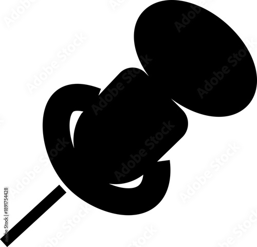 Push pin icon. Linear and silhouette style. Vector illustration. Push pin icon. Simple push pin symbol, vector illustration Push pin icon in black on a white background. Vector illustration           