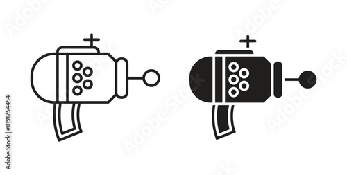 Laser gun icon vector Illustration and outline Icons. vector silhouette.