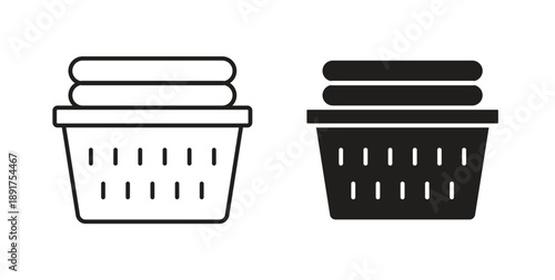 Laundry basket icon vector Illustration and outline Icons. vector silhouette.