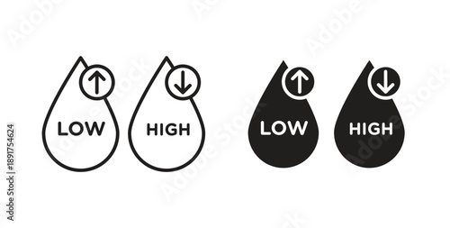 Low and high cholesterol icon vector Illustration and outline Icons. vector silhouette.