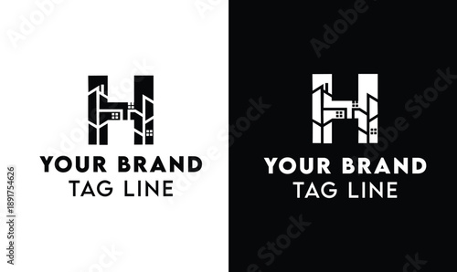 H Real estate logo for modern real estate & property brand logo