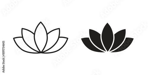 Lotus icon vector Illustration and outline Icons. vector silhouette.