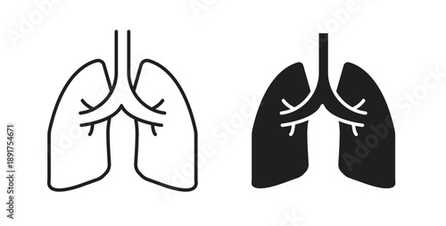 Lung icon vector Illustration and outline Icons. vector silhouette.