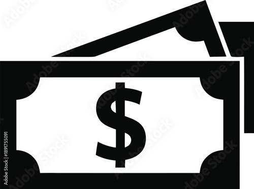 Us dollar bill icon symbolizing finance economy and currency concept for online banking or financial services on white background