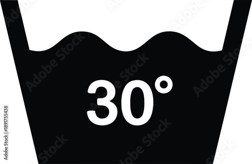laundry symbol wash at 30 c silhouette vector illustration on transparent background