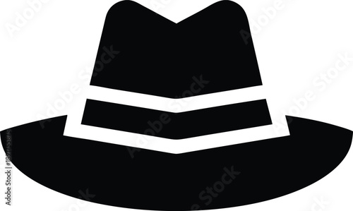 fedora hat silhouette vector illustration on transparent background