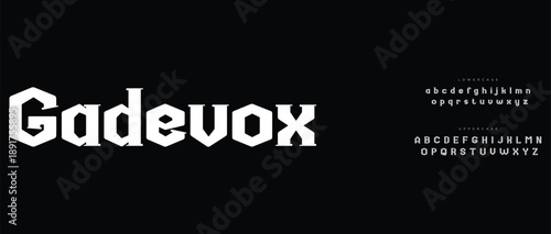 Gadevox Classic typography in modern or old art deco style, serif letters for modern or retro poster font