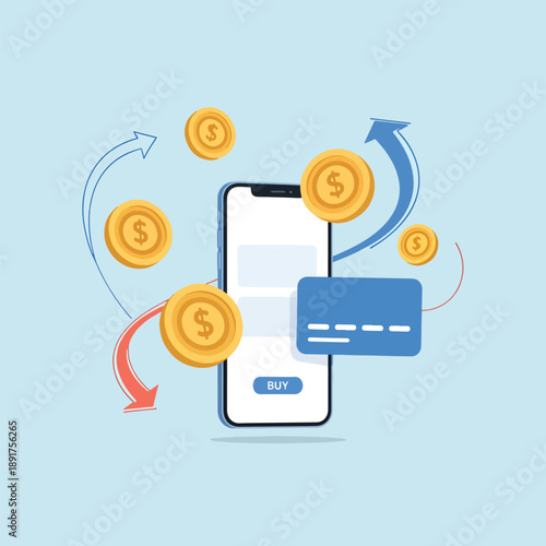 Mobile Payment and Online Transaction Concept Illustration.