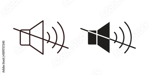 Mute sound icon vector Illustration and outline Icons. vector silhouette.