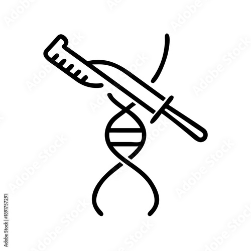 Scalpel Carving DNA Double Helix Silhouettes Vector