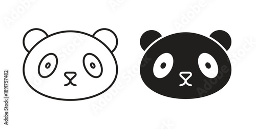 Panda icon vector Illustration and outline Icons. vector silhouette.