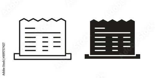 Paper receipt icon vector Illustration and outline Icons. vector silhouette.