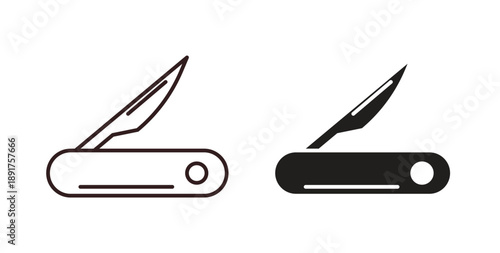 Pocket knife icon vector Illustration and outline Icons. vector silhouette.