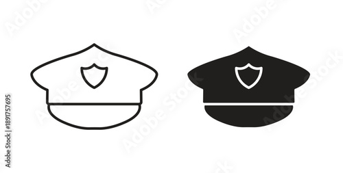 Police cap icon vector Illustration and outline Icons. vector silhouette.