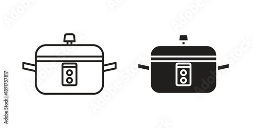 pressure cooker icon vector Illustration and outline Icons. vector silhouette.