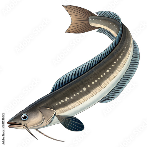 Stylized illustration of a freshwater burbot fish.