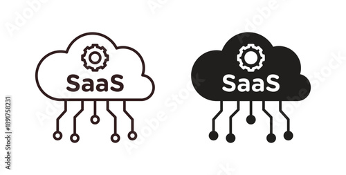 SaaS icon vector Illustration and outline Icons. vector silhouette.