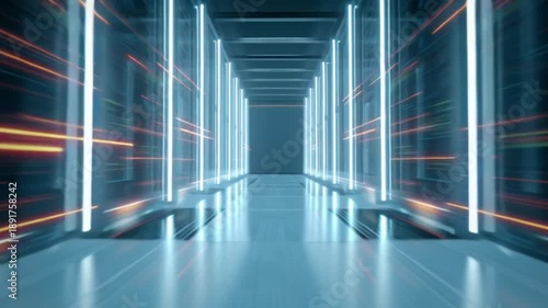 Wallpaper Mural Futurische Serverstruktur mit Lichtimpulsen Torontodigital.ca
