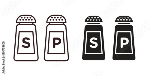 Salt and pepper shakers icon vector Illustration and outline Icons. vector silhouette.