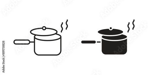 Sauce pan icon vector Illustration and outline Icons. vector silhouette.