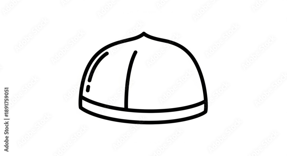 Fototapeta premium Simple line drawing of a chef's hat on white background culinary symbol