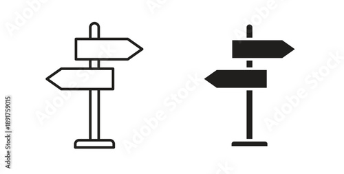 Signpost icon vector Illustration and outline Icons. vector silhouette.
