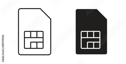 Sim card icon vector Illustration and outline Icons. vector silhouette.