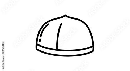 Simple line drawing of a chef's hat on white background culinary symbol