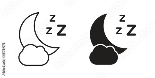 Sleep icon vector Illustration and outline Icons. vector silhouette.