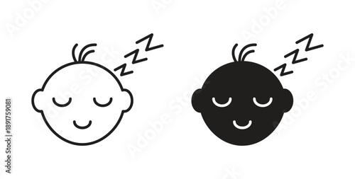 Sleeping baby icon vector Illustration and outline Icons. vector silhouette.