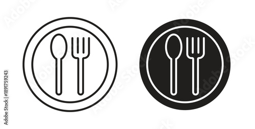 Spoon and Fork icon vector Illustration and outline Icons. vector silhouette.