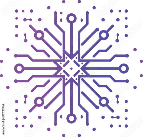 Vibrant purple circuit board design with futuristic connections