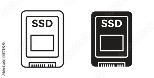 SSD drive icon vector Illustration and outline Icons. vector silhouette.
