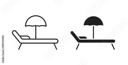 Sun bed icon vector Illustration and outline Icons. vector silhouette.