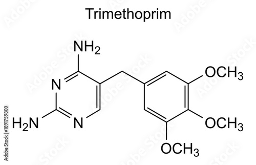 Trimethoprim, chemical structure of trimethoprim, drug substance