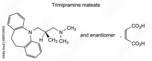 Trimipramine maleate, chemical structure of trimipramine maleate, drug substance