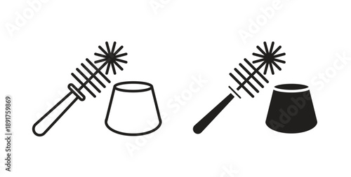 Toilet brush icon vector Illustration and outline Icons. vector silhouette.