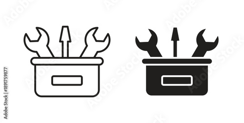 Toolbox icon vector Illustration and outline Icons. vector silhouette.