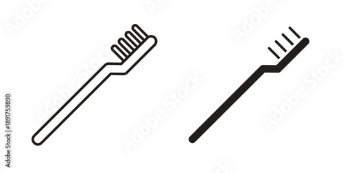 Toothbrush icon vector Illustration and outline Icons. vector silhouette.