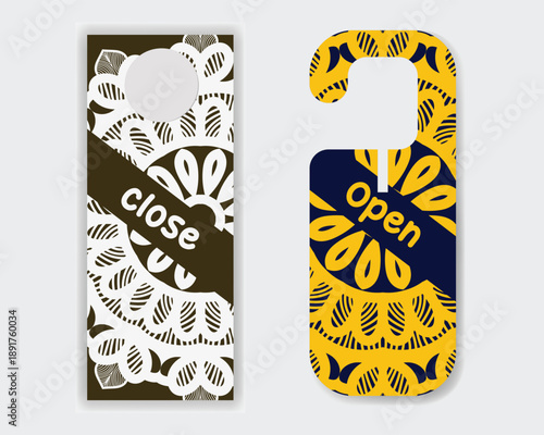 Interior open close hanger with stylish mandala background template