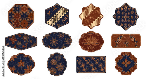 Collection of ornate vintage tiles with intricate patterns and rich colors