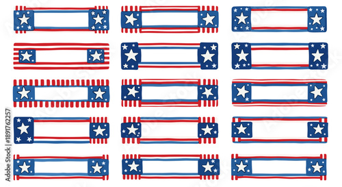Set of decorative patriotic banners with stars and stripes design