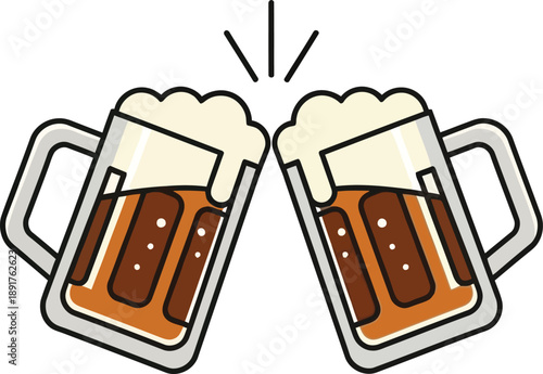 Bold Black and White Beer Cheers Logo Illustration