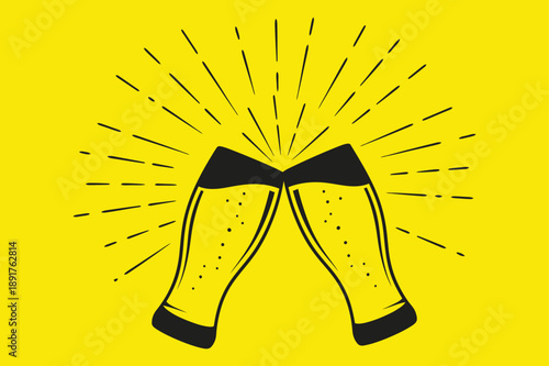 Minimalist Beer Celebration Logo Illustration