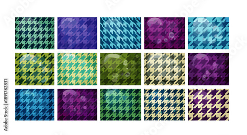 Collection of colorful plaid fabric patterns in various shades and designs