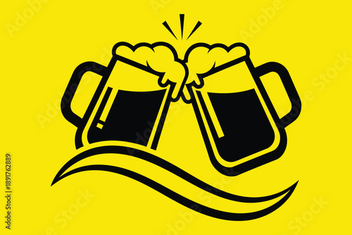 Monochrome Beer Celebration Silhouette Logo