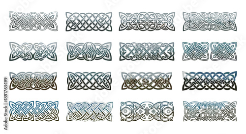 Collection of decorative metal fences with intricate patterns and designs