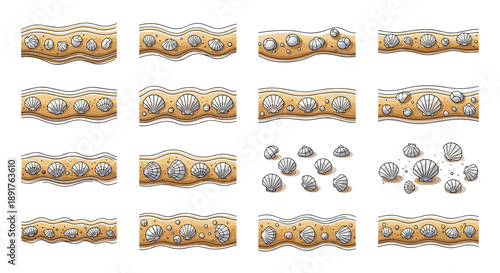 Multiple gold and silver coins arranged in various patterns